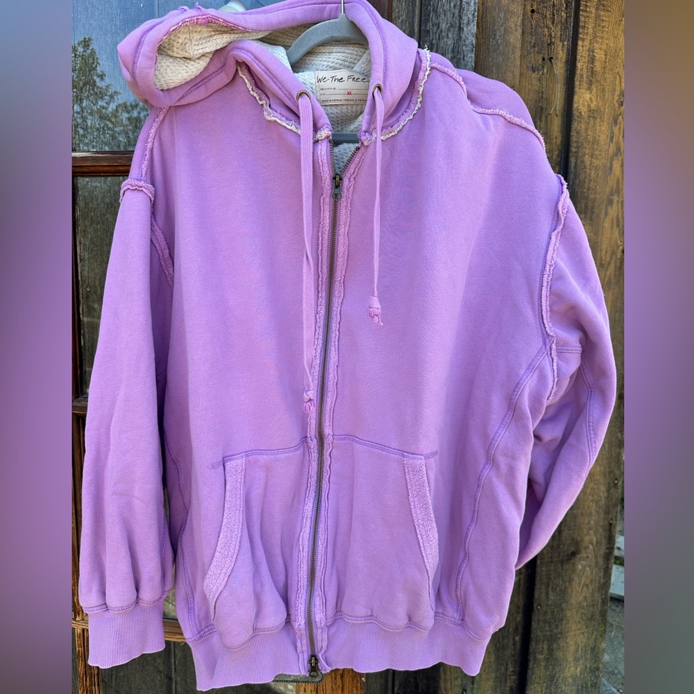Free People We The Free Full Zip Hoodie Thermal Lined XL Purple